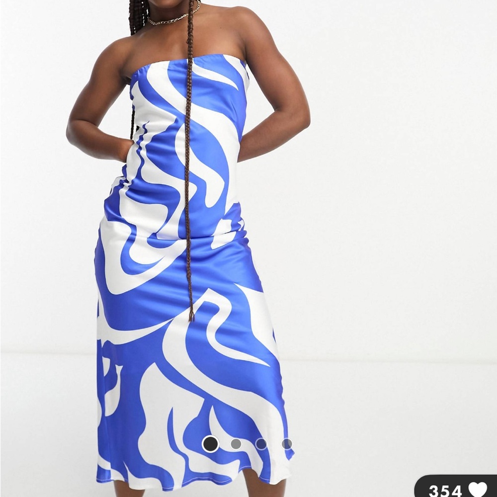 SNDYS x ASOS Bandeau Satin Midi Dress